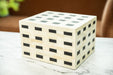 "Checkered" White and Black Horn Inlay Cremation Urn - Modern Memorials