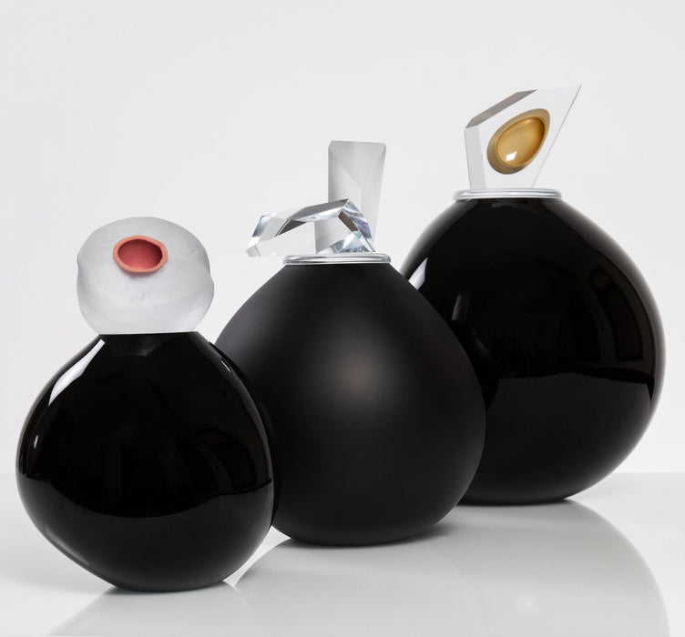 "Orb" Large Black Glass Cremation Urn - Modern Memorials