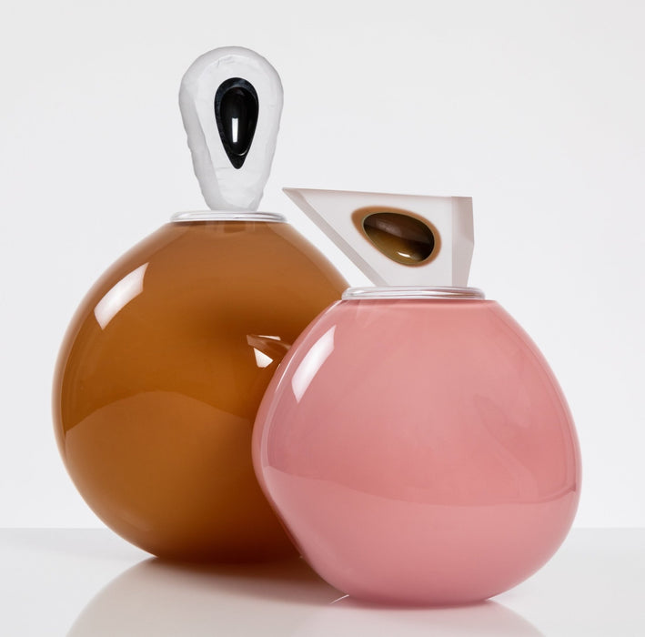 "Orb" Large Orange Glass Cremation Urn - Modern Memorials