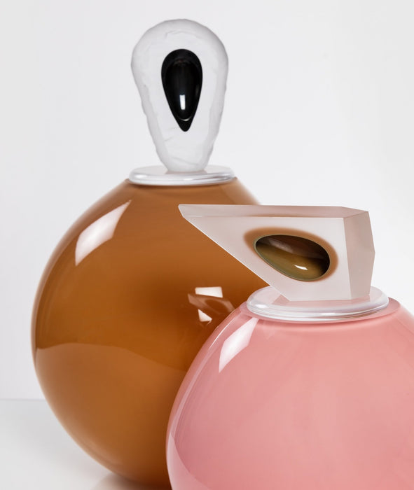 "Orb" Large Orange Glass Cremation Urn - Modern Memorials