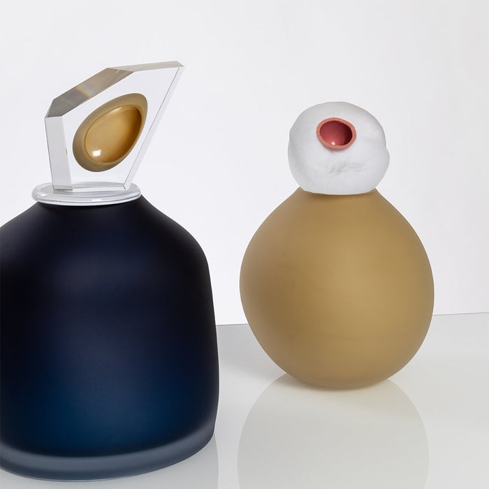 "Orb" Small Beige Glass Keepsake Urn - Modern Memorials